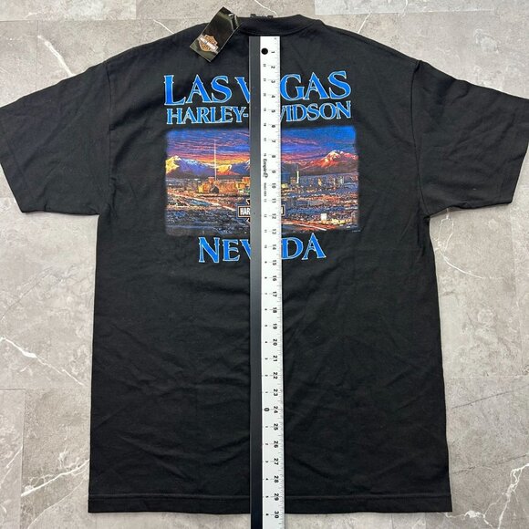 Harley Davidson Graphic Tee Mens Large Eagle Las Vegas Short Sleeve Black - Picture 8 of 9
